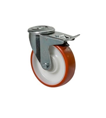 Колесо з поворотною опорою, отвором та гальмом