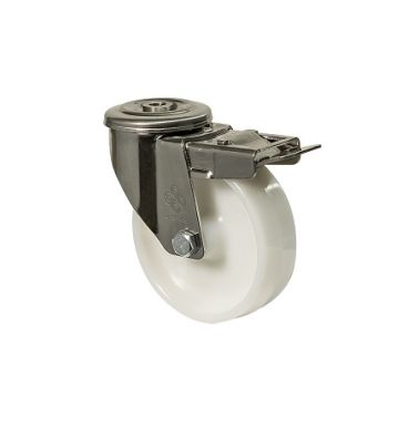 Колесо поворотне з отвором та гальмом з нержавіючої сталі