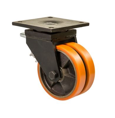 Колесо здвоєне на посиленій поворотній опорі з панеллю та гальмом