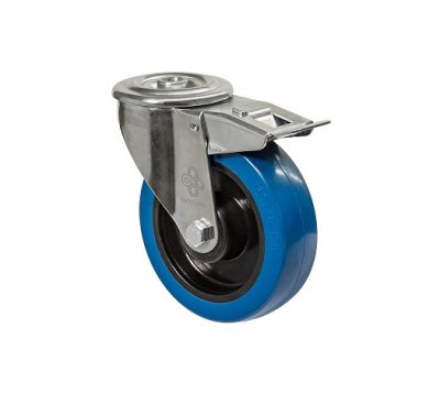 Колесо з поворотною опорою, отвором та гальмом