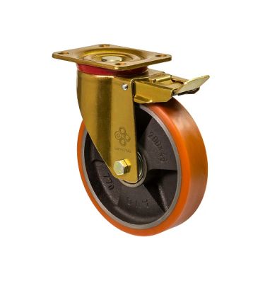 Колесо посилене поворотне з кріпильним майданчиком та гальмом "Medium Top"