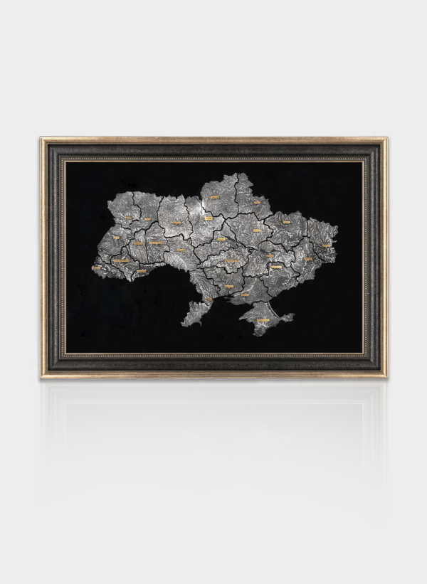 Картина «Карта України» зі срібла (велика)