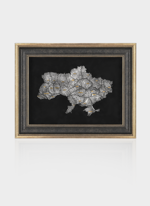 Картина «Карта України» зі срібла (мала)